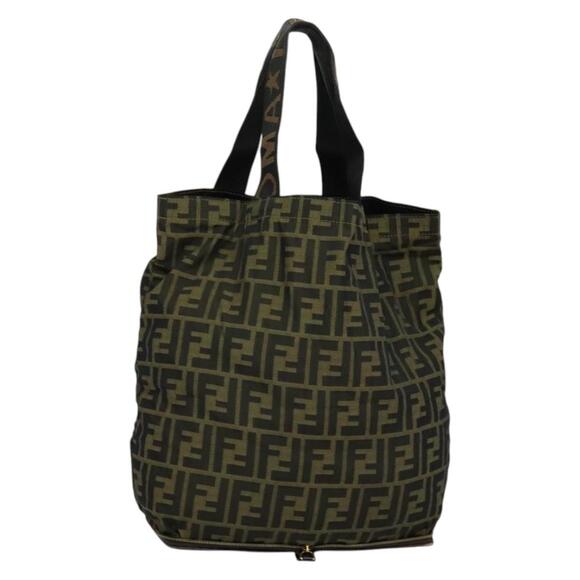 FENDI Zucca Canvas Tote Bag Black Brown - Picture 1 of 12